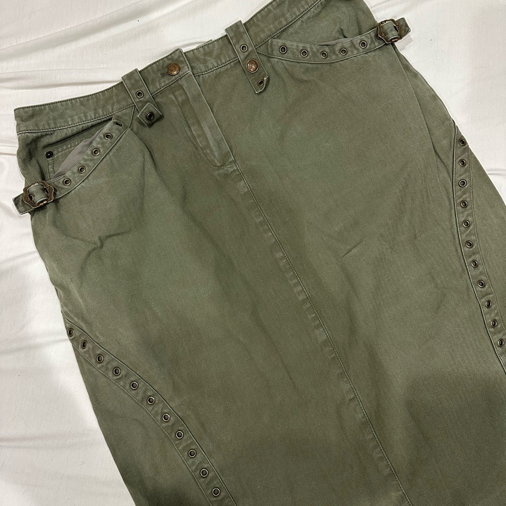 Christian Dior Khaki Green Buckle Cargo Skirt